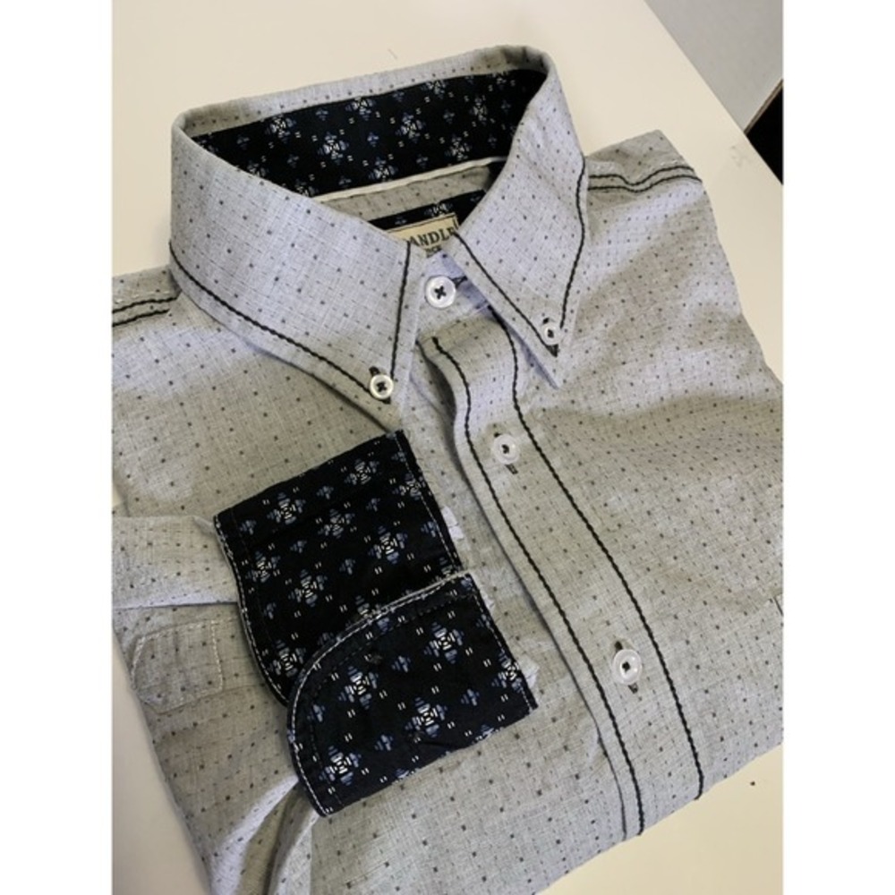 Panhandle Rough Stock Button Up Long Sleeve Shirt Men's M Gray Designed in Texas